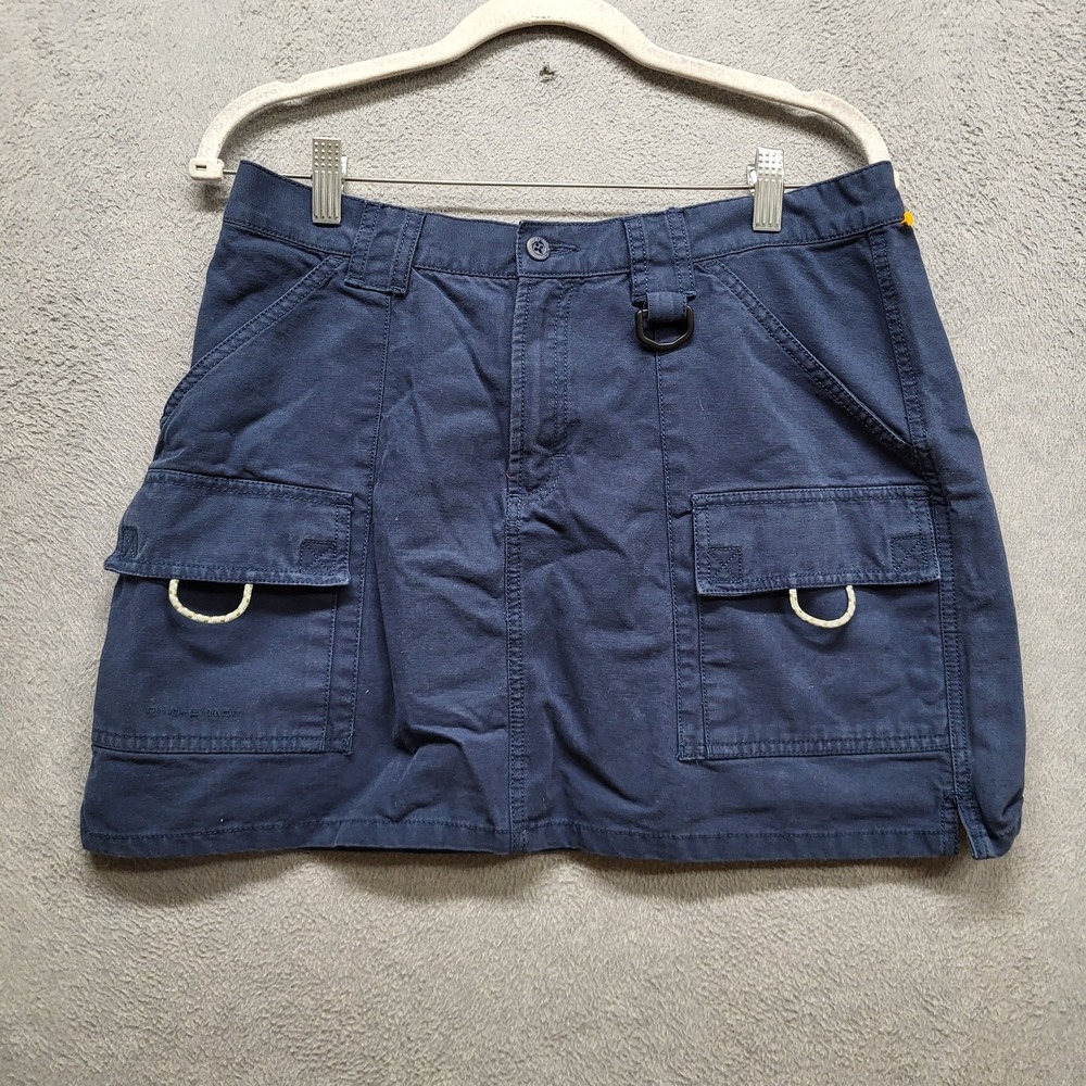 Columbia Women Skirt L Navy Cargo Button D-Ring Outdoor PFG Hiking